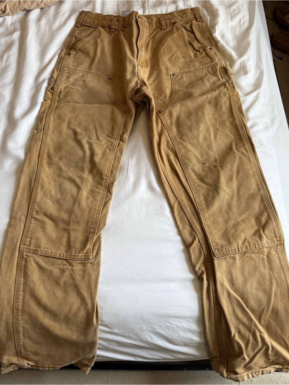 Vintage Carhartt Double Knee Work Pants B136 BRN Brown Duck 32x34 Distressed